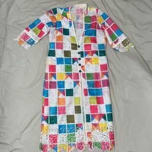 Beautiful multicolored top/dress with tricolor scarf (chuni) & matching leggings